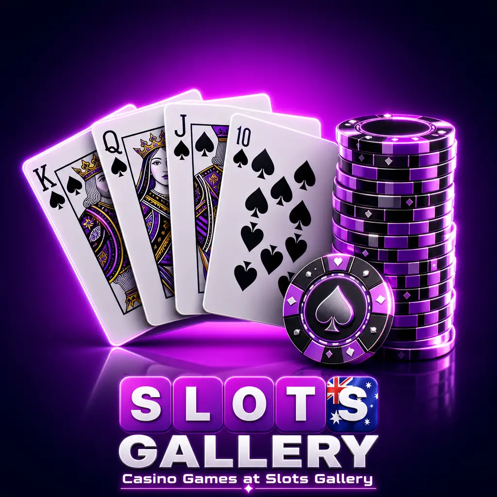 Slots Gallery casino game library featuring pokies, live dealer tables, blackjack, roulette, and jackpot games for Australian players