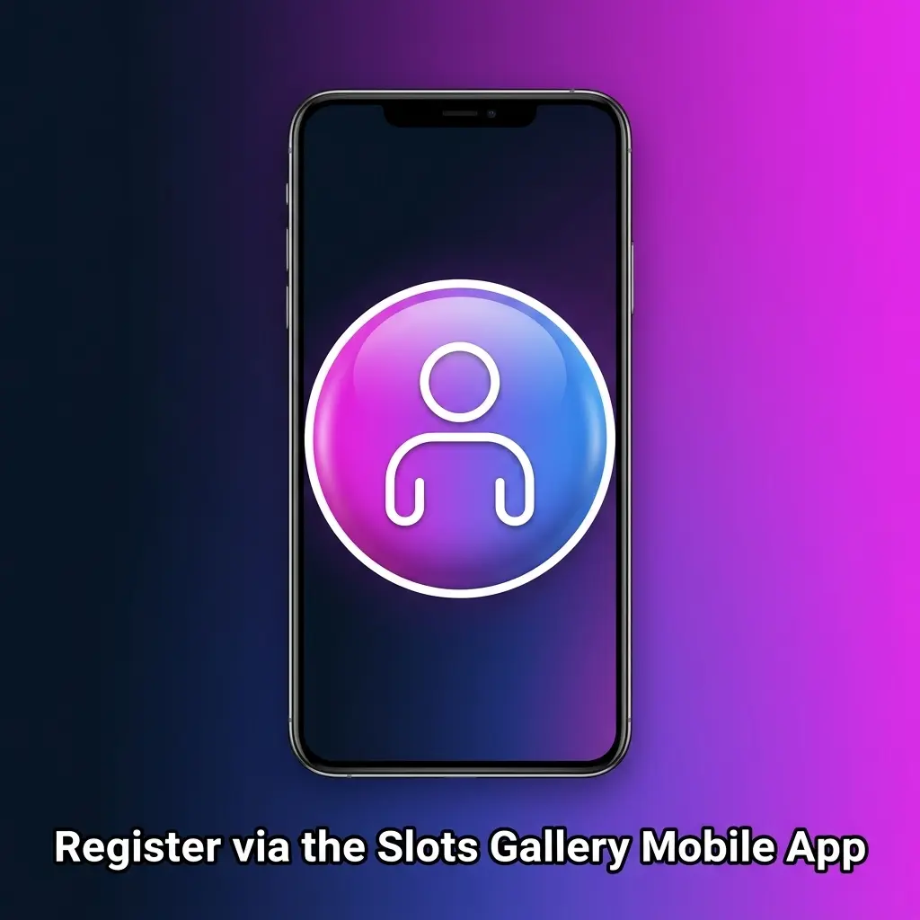 Slots Gallery mobile app registration screen showing sign-up options on a smartphone for Australian players