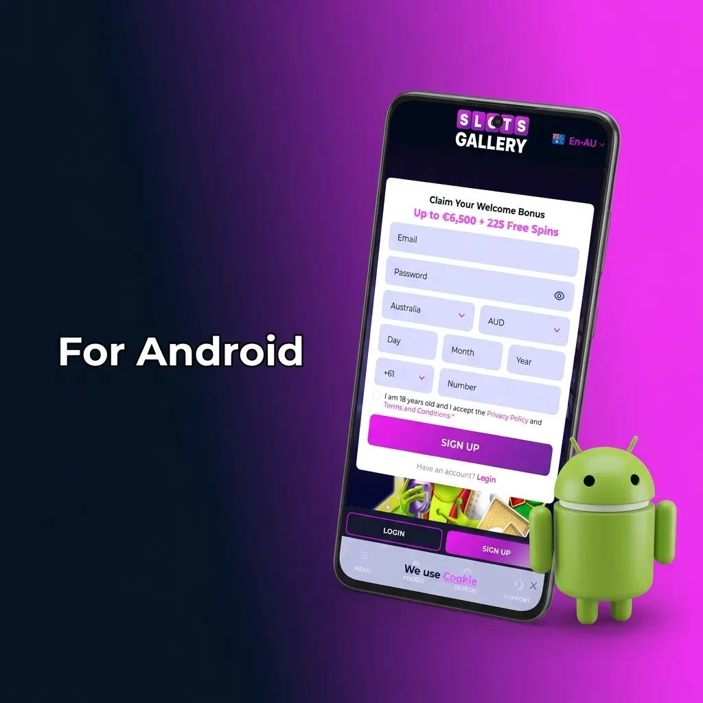 Slots Gallery Android app APK download and installation steps on a smartphone