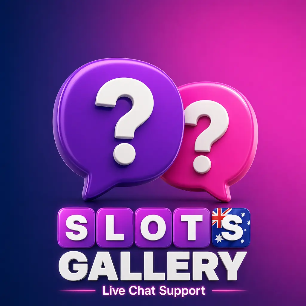 Slots Gallery live chat support icon at bottom right of website page for 24/7 real-time agent assistance