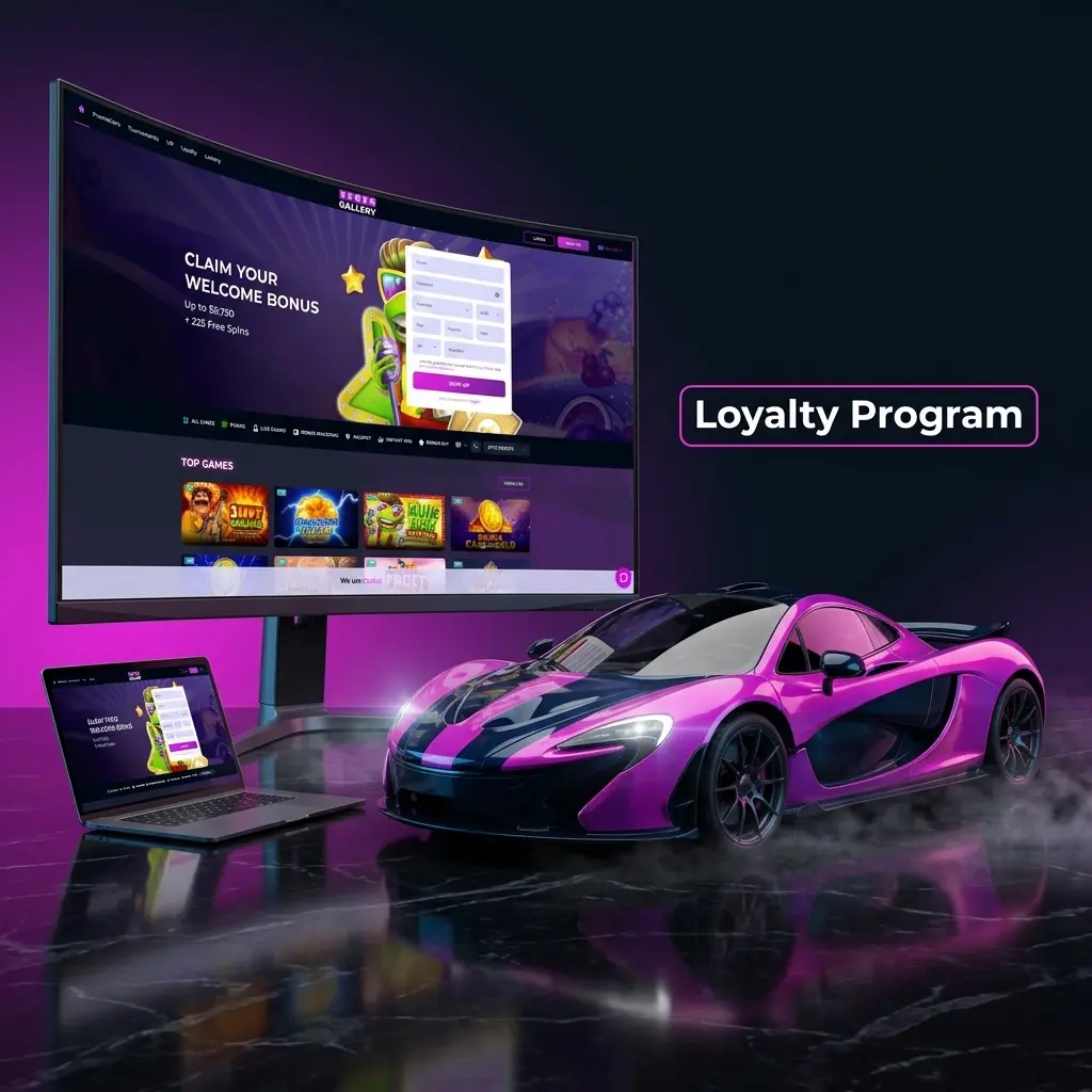 Slots Gallery tiered loyalty program chart showing Bronze to Diamond levels with points requirements and rewards