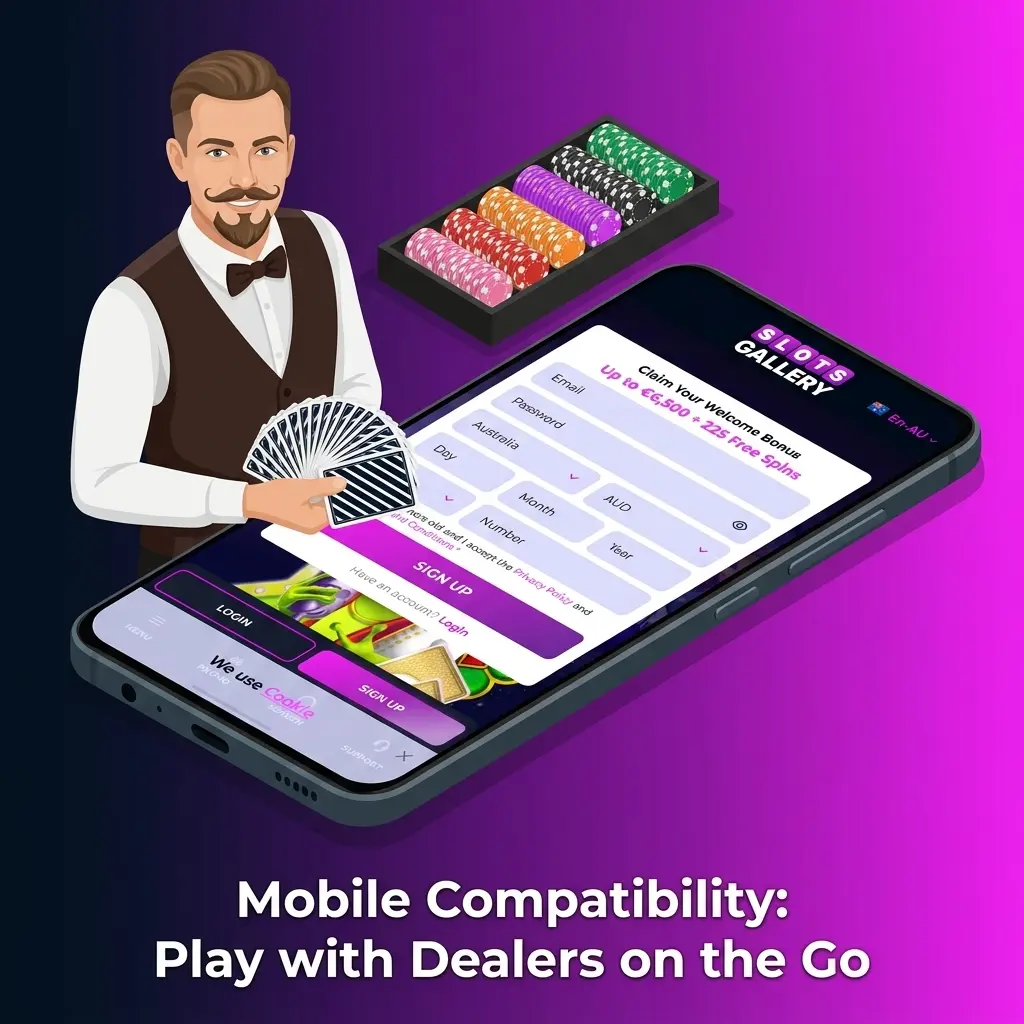 Live casino mobile interface showing dealer stream and betting panel optimised for vertical screen navigation