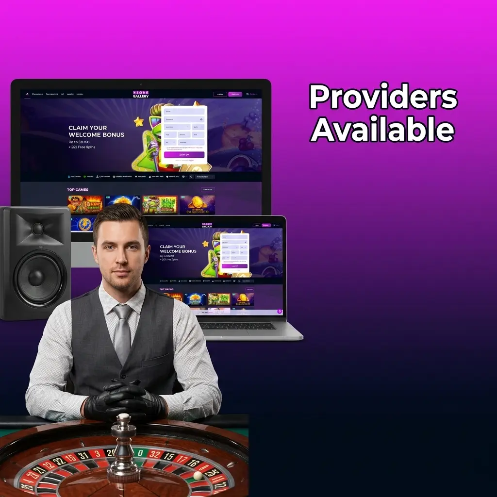 Live casino providers at Slots Gallery including Evolution, Pragmatic Play Live, and Playtech with certified studios worldwide