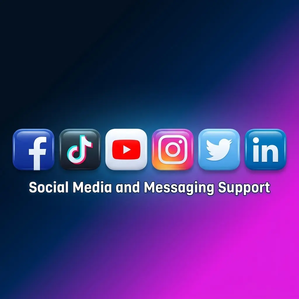 Slots Gallery customer support via social media and messaging platforms including Telegram, Facebook, Twitter, and WhatsApp